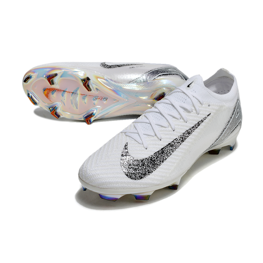 Chuteira Infantil Campo Nike Air Zoom Mercurial Vapor 16 Elite FG Branco e Preto