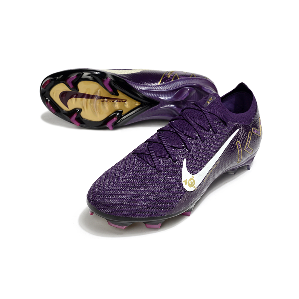 Chuteira Infantil Campo Nike Air Zoom Mercurial Vapor 16 Elite FG Roxo e Dourado