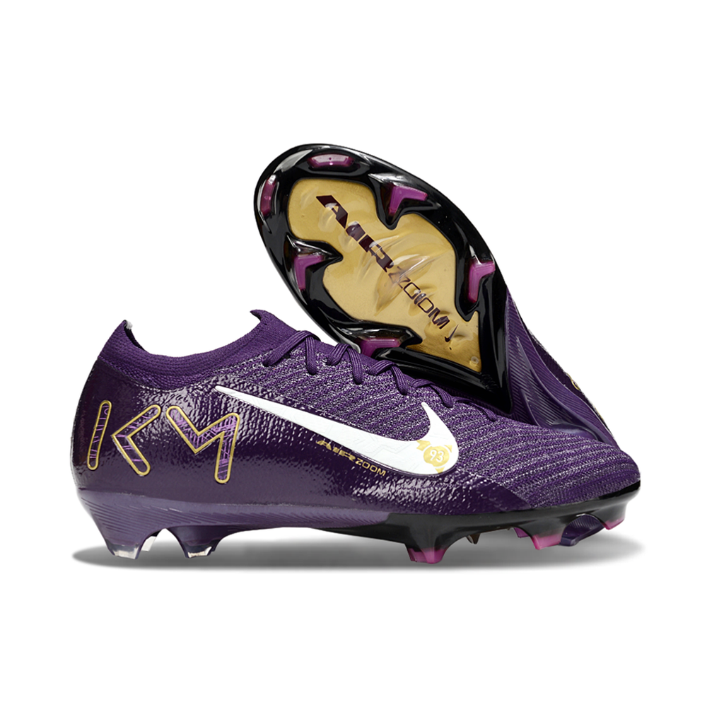 Chuteira Infantil Campo Nike Air Zoom Mercurial Vapor 16 Elite FG Roxo e Dourado