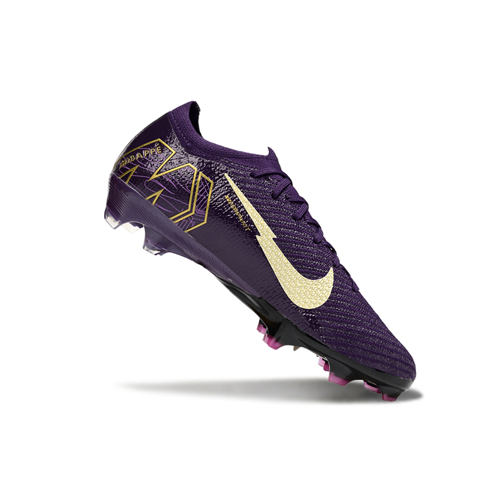 Chuteira Infantil Campo Nike Air Zoom Mercurial Vapor 16 Elite FG Roxo e Dourado
