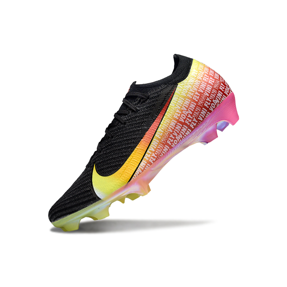 Chuteira Infantil Campo Nike Air Zoom Mercurial Vapor 16 Elite FG Preto e Colorido "Vini Jr"
