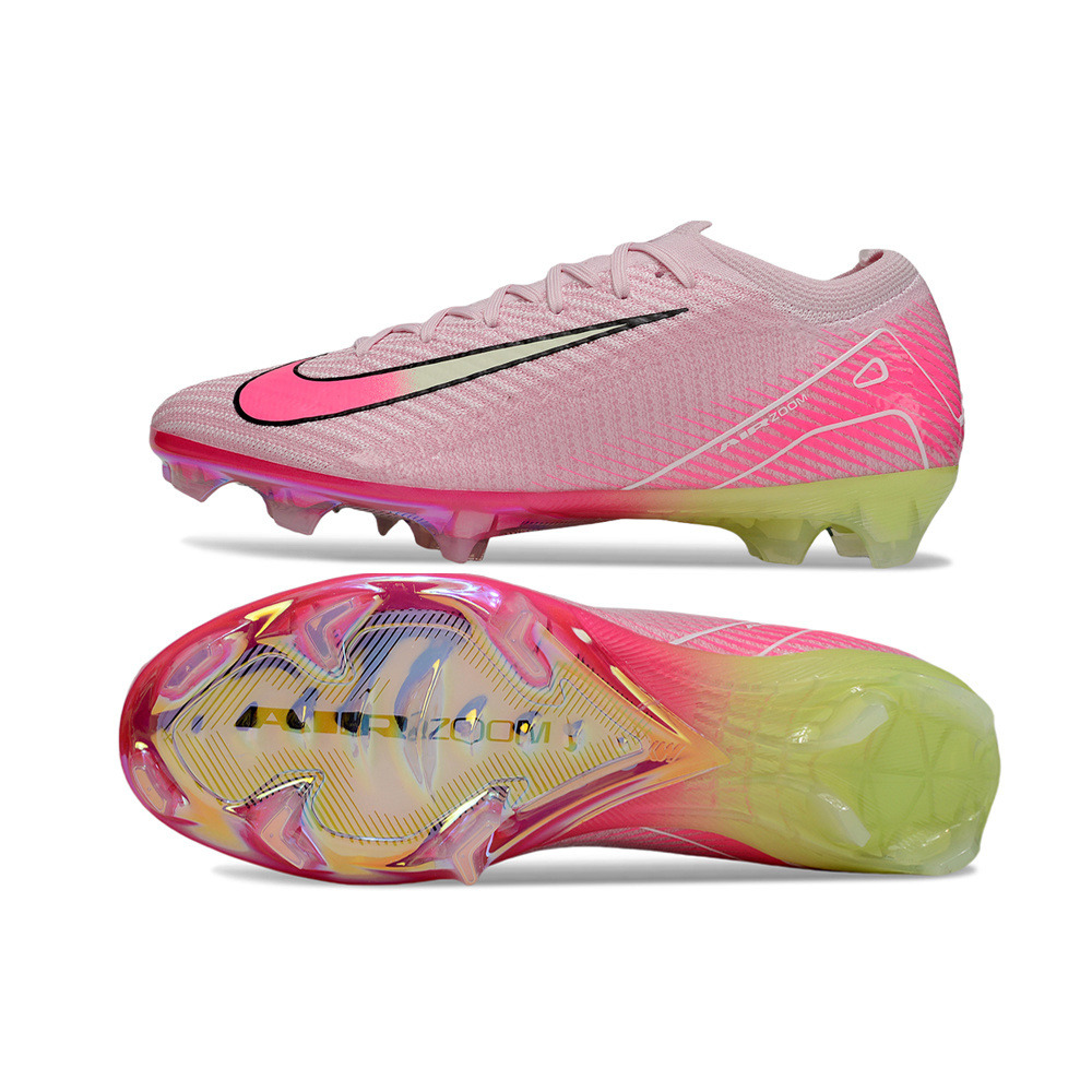 Chuteira Infantil Campo Nike Air Zoom Mercurial Vapor 16 Elite FG Rosa e Verde