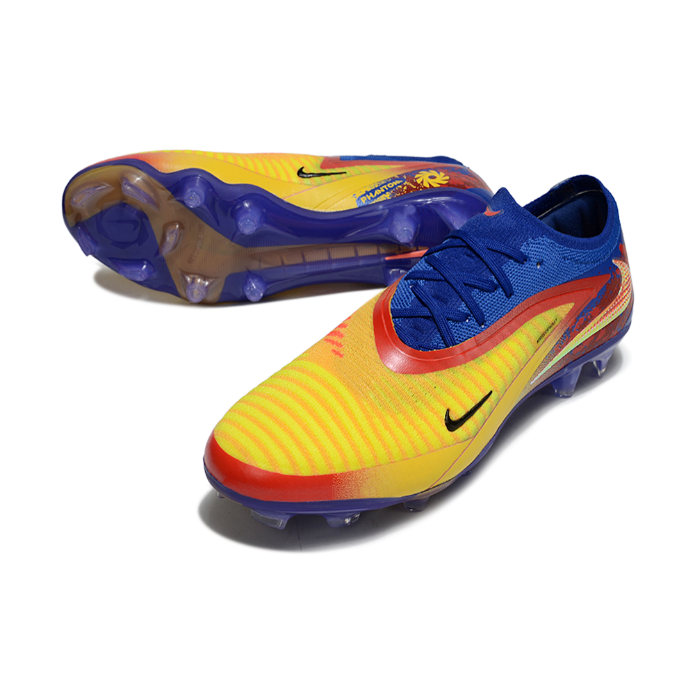 Chuteira Infantil Campo Nike Phantom GX 6 Elite FG Azul, Amarelo e Vermelho