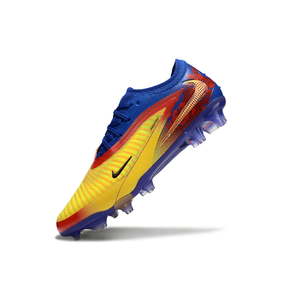 Chuteira Infantil Campo Nike Phantom GX 6 Elite FG Azul, Amarelo e Vermelho