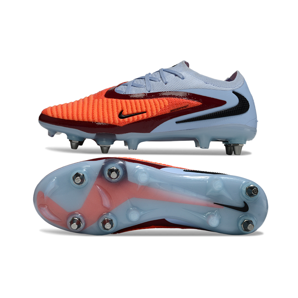 Chuteira Campo Nike Phantom GX 6 Elite Trava Mista Azul e Laranja