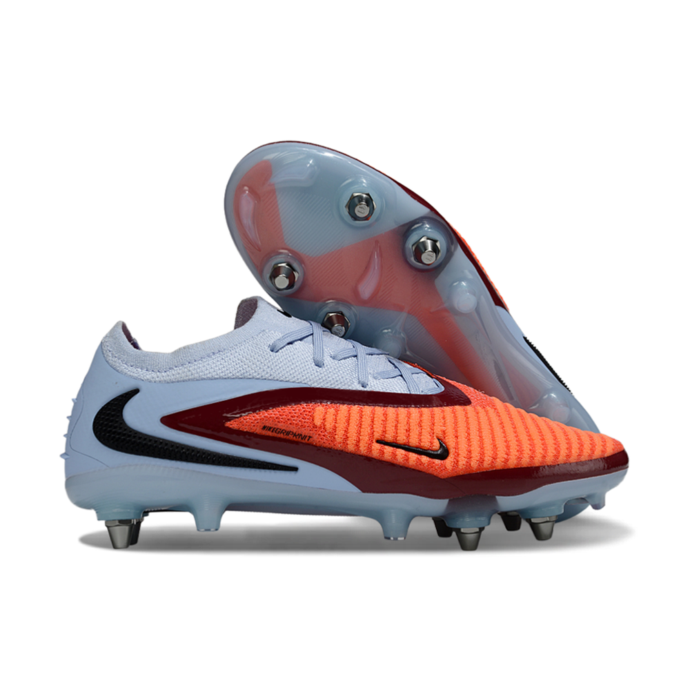 Chuteira Campo Nike Phantom GX 6 Elite Trava Mista Azul e Laranja