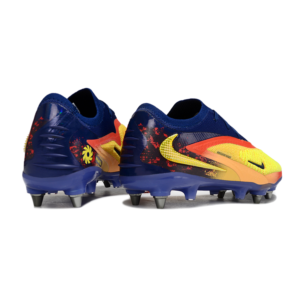 Chuteira Campo Nike Phantom GX 6 Elite Trava Mista Azul, Amarelo e Laranja