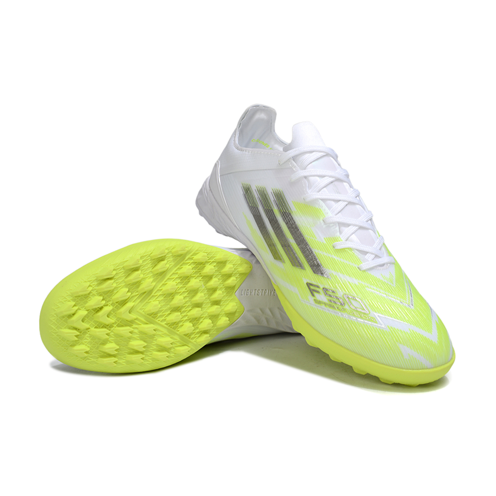 Chuteira Society Adidas F50 TF Branco e Verde
