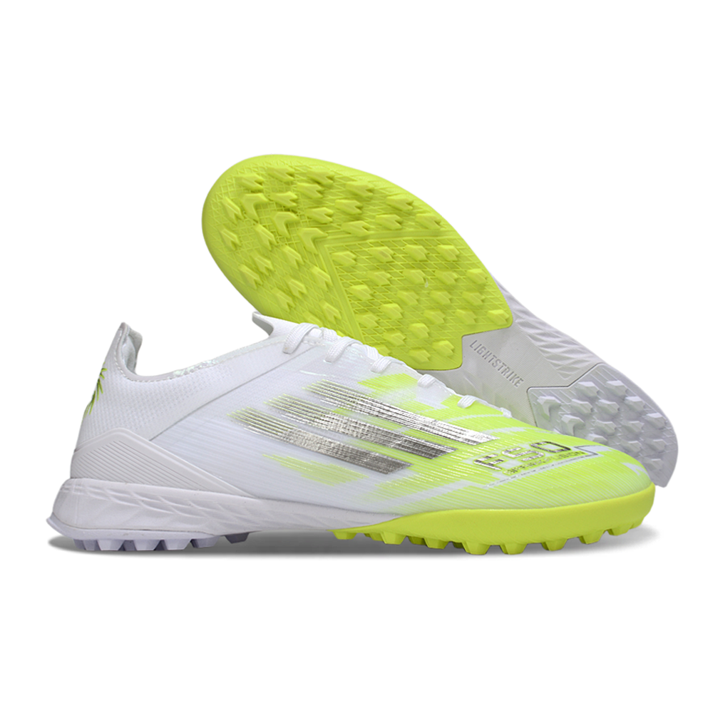 Chuteira Society Adidas F50 TF Branco e Verde