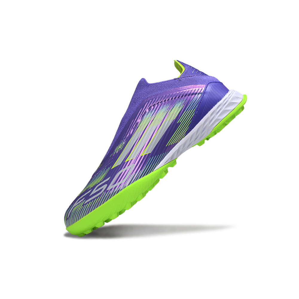 Chuteira Society Adidas F50+ TF Roxo e Verde