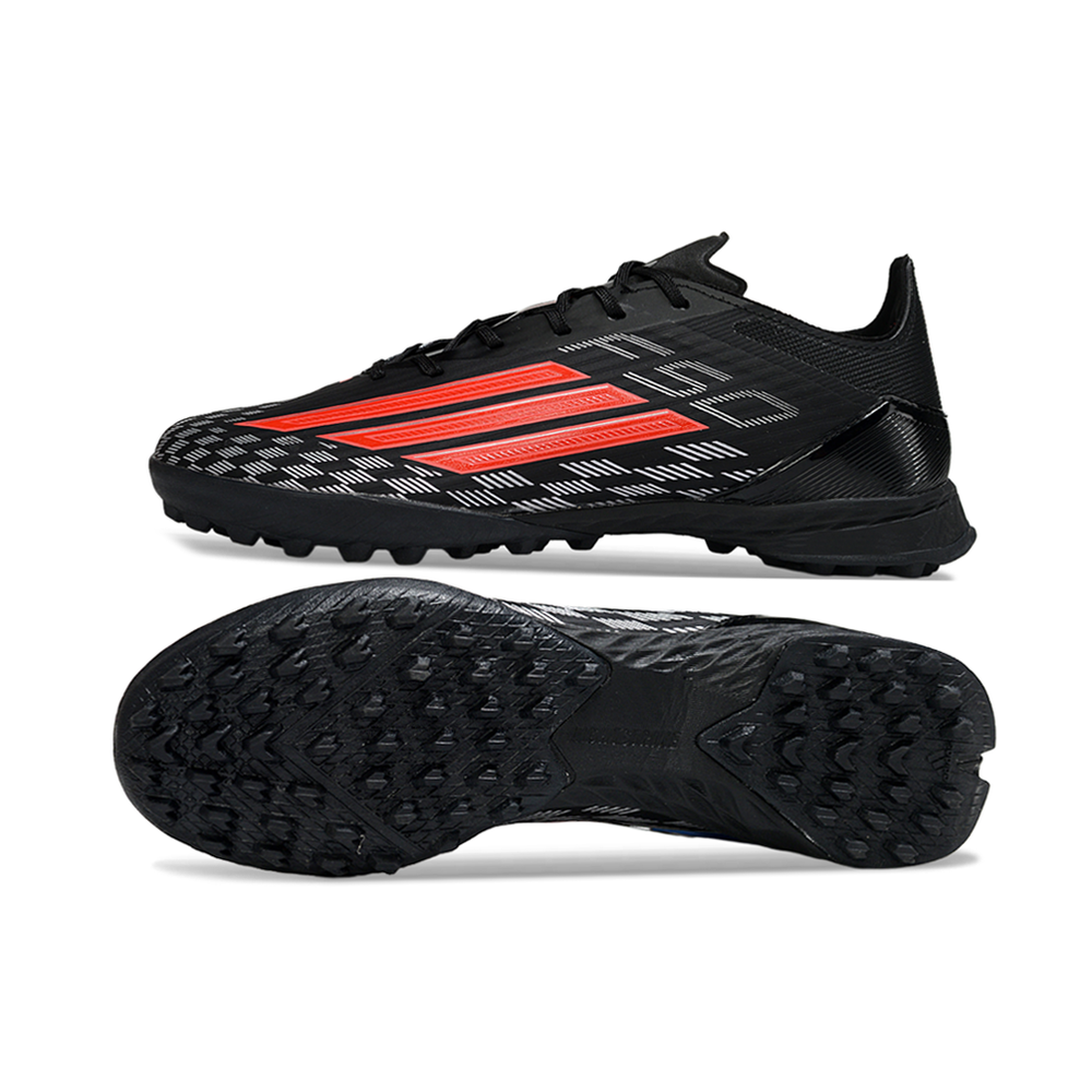 Chuteira Society Adidas F50 TF Preto, Branco e Vermelho