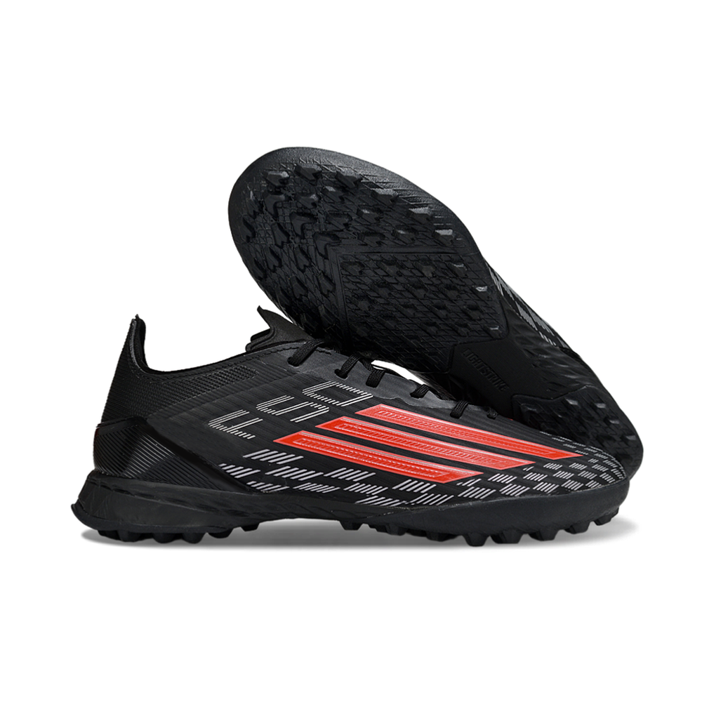 Chuteira Society Adidas F50 TF Preto, Branco e Vermelho