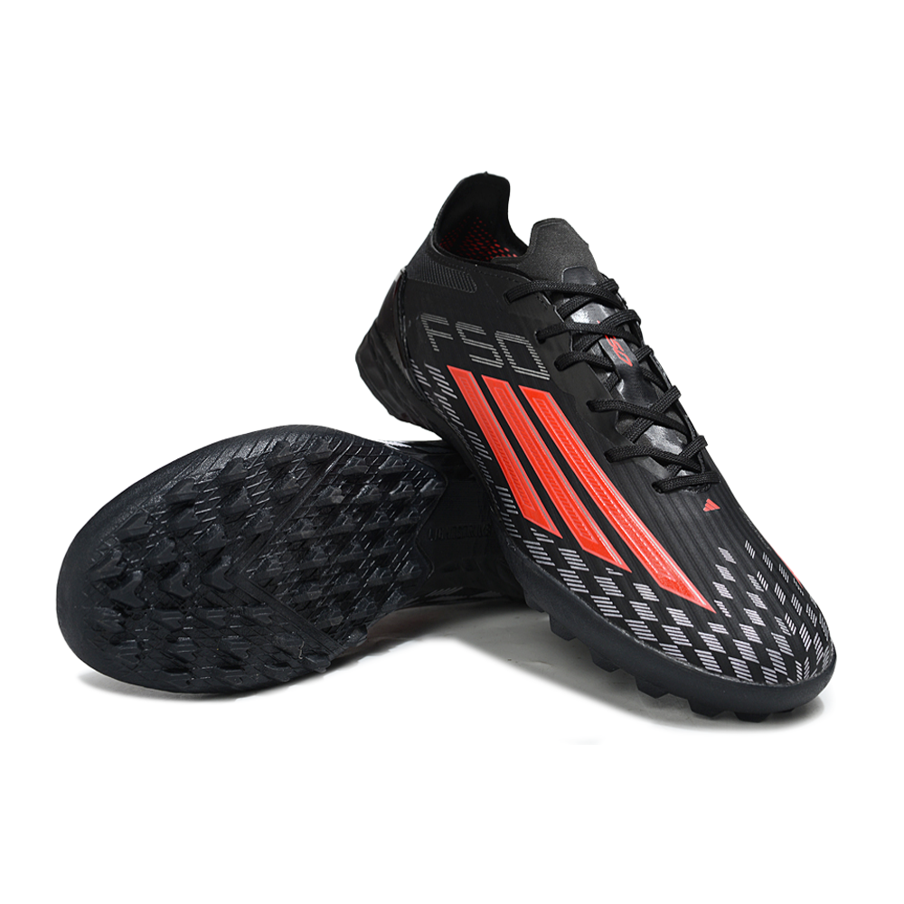 Chuteira Society Adidas F50 TF Preto, Branco e Vermelho
