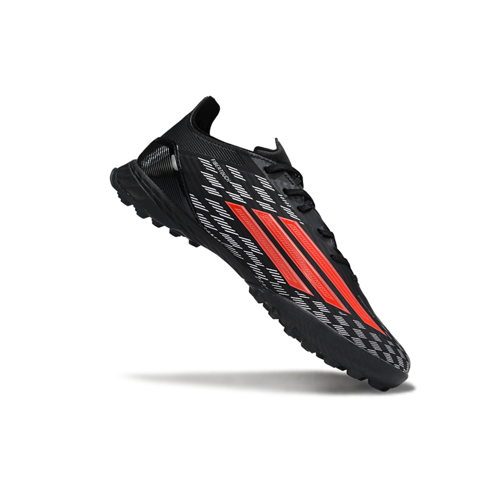 Chuteira Society Adidas F50 TF Preto, Branco e Vermelho