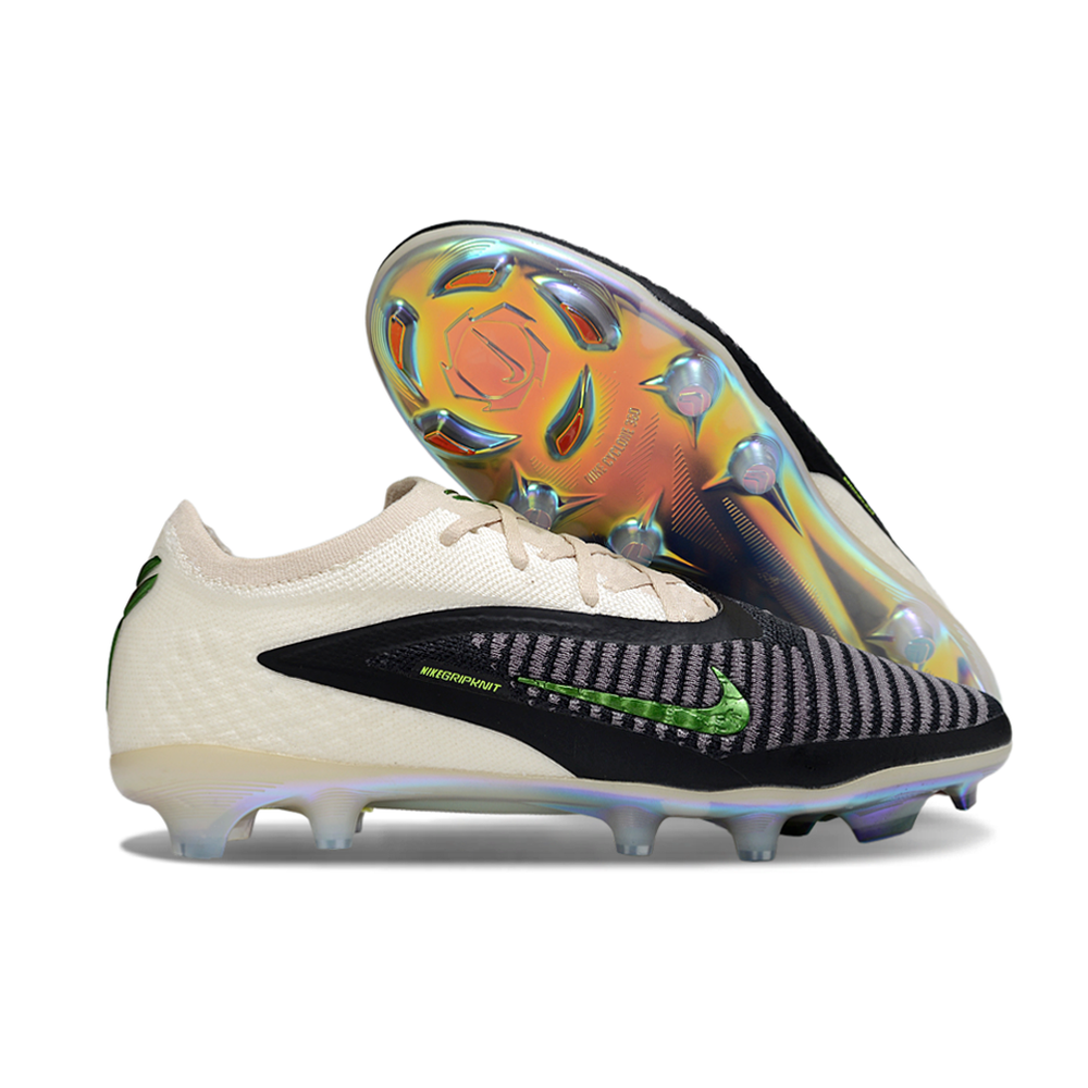 Chuteira Campo Nike Phantom GX 3 Elite FG Branco, Preto e Verde 