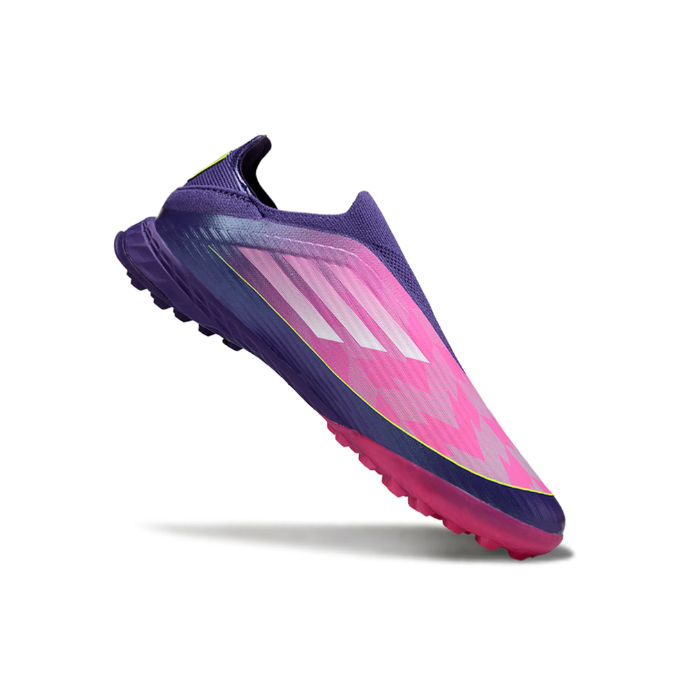 Chuteira Society Adidas F50+ TF Roxo e Rosa "Yamal"