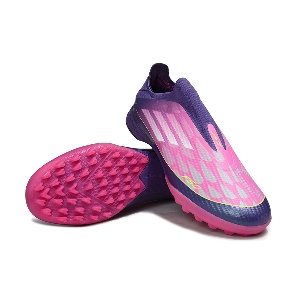 Chuteira Society Adidas F50+ TF Roxo e Rosa "Yamal"