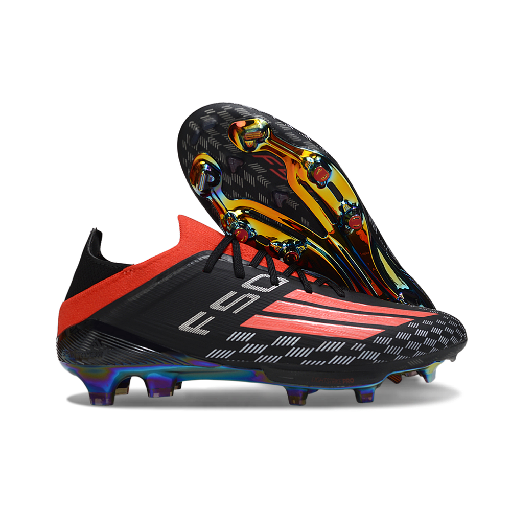 Chuteira Campo Adidas F50 FG Preto, Branco e Vermelho