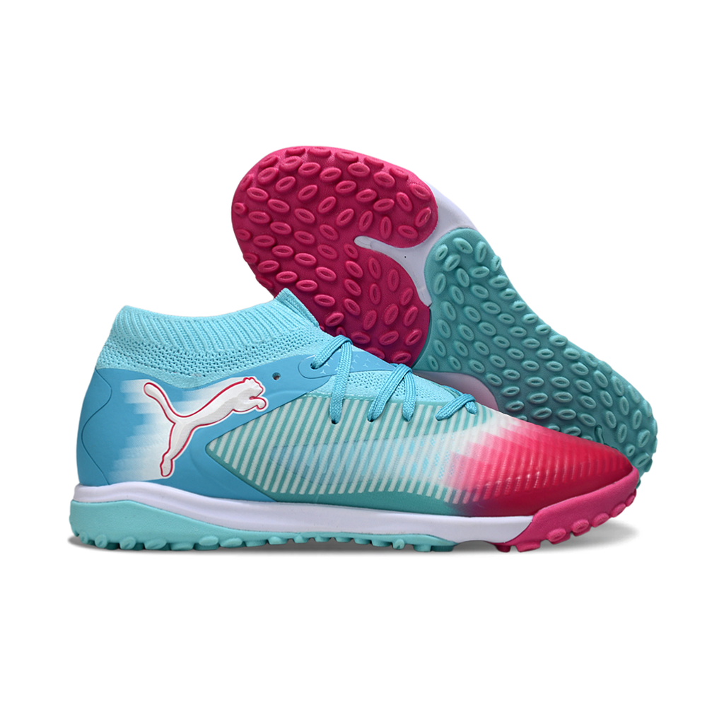 Chuteira Society Puma Future 8 TF Azul e Vermelho "Re-Charge Pack"