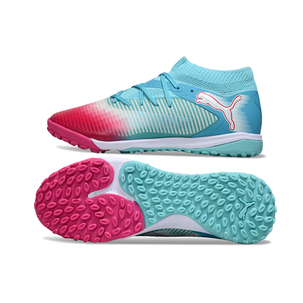 Chuteira Society Puma Future 8 TF Azul e Vermelho "Re-Charge Pack"