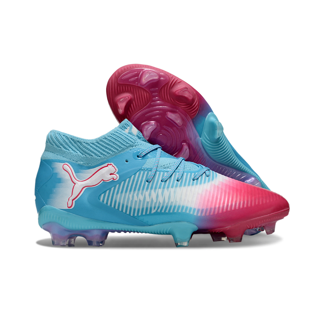Chuteira Campo Puma Future 8 FG Azul e Vermelho "Re-Charge Pack"