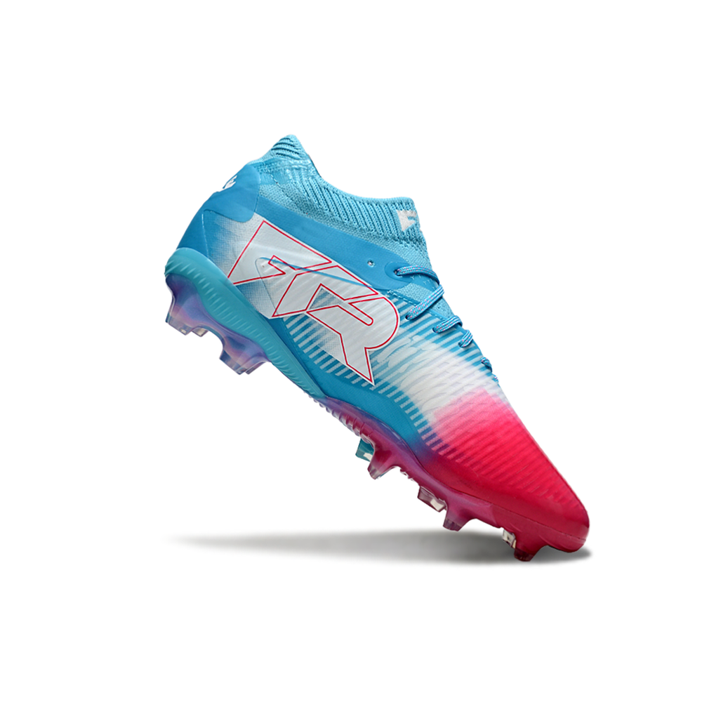 Chuteira Campo Puma Future 8 FG Azul e Vermelho "Re-Charge Pack"