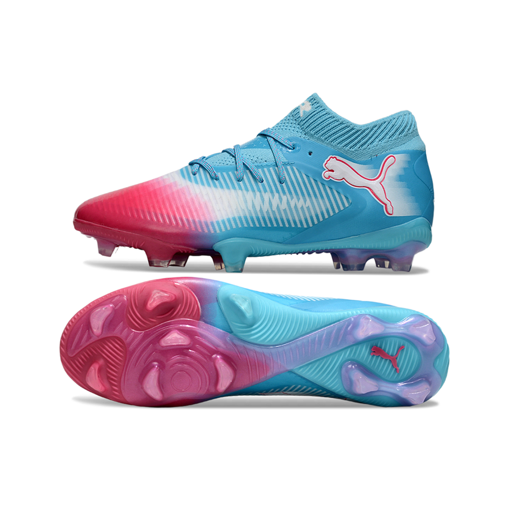Chuteira Campo Puma Future 8 FG Azul e Vermelho "Re-Charge Pack"
