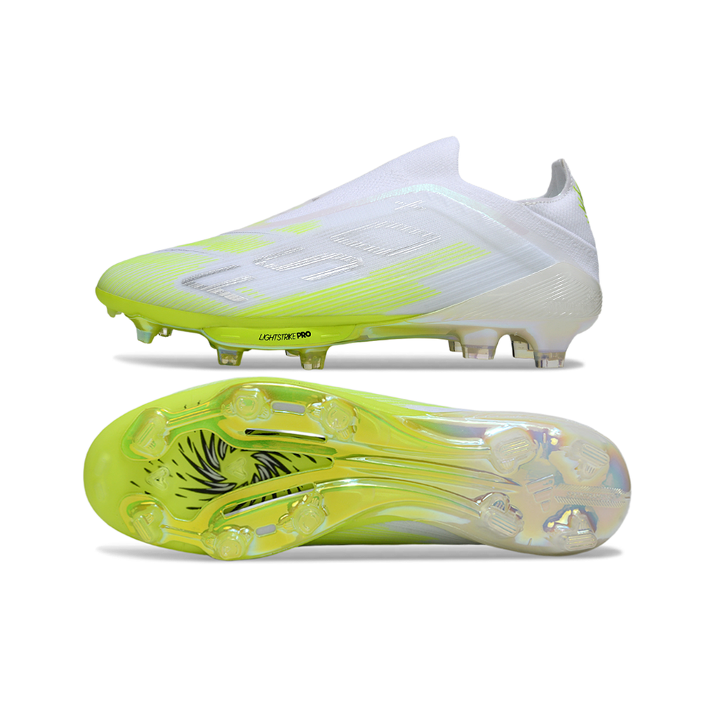 Chuteira Campo Adidas F50+ LL FG Branco e Verde "Born For Goals Pack"