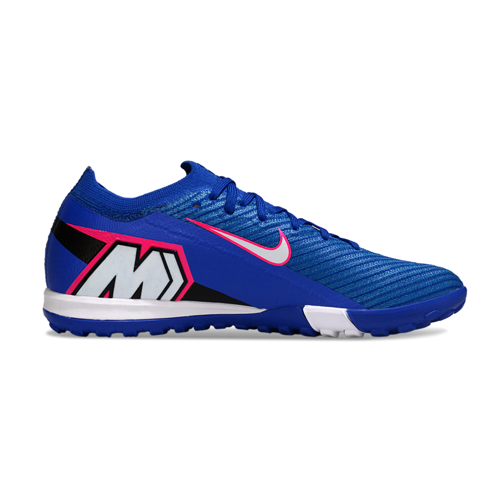 Chuteira Society Nike Air Zoom Mercurial Vapor 16 Elite TF Azul, Branco e Rosa