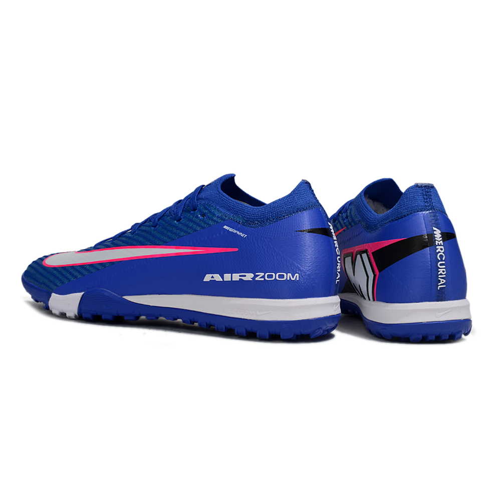 Chuteira Society Nike Air Zoom Mercurial Vapor 16 Elite TF Azul, Branco e Rosa