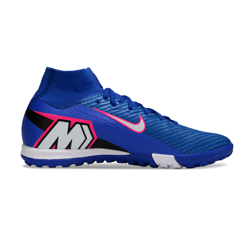 Chuteira Society Nike Air Zoom Mercurial Superfly 10 Elite TF Azul, Branco e Rosa