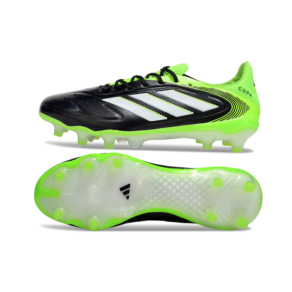 Chuteira Campo Adidas Copa Pure III Elite FG Preta, Verde e Branca "Radiant Blaze"