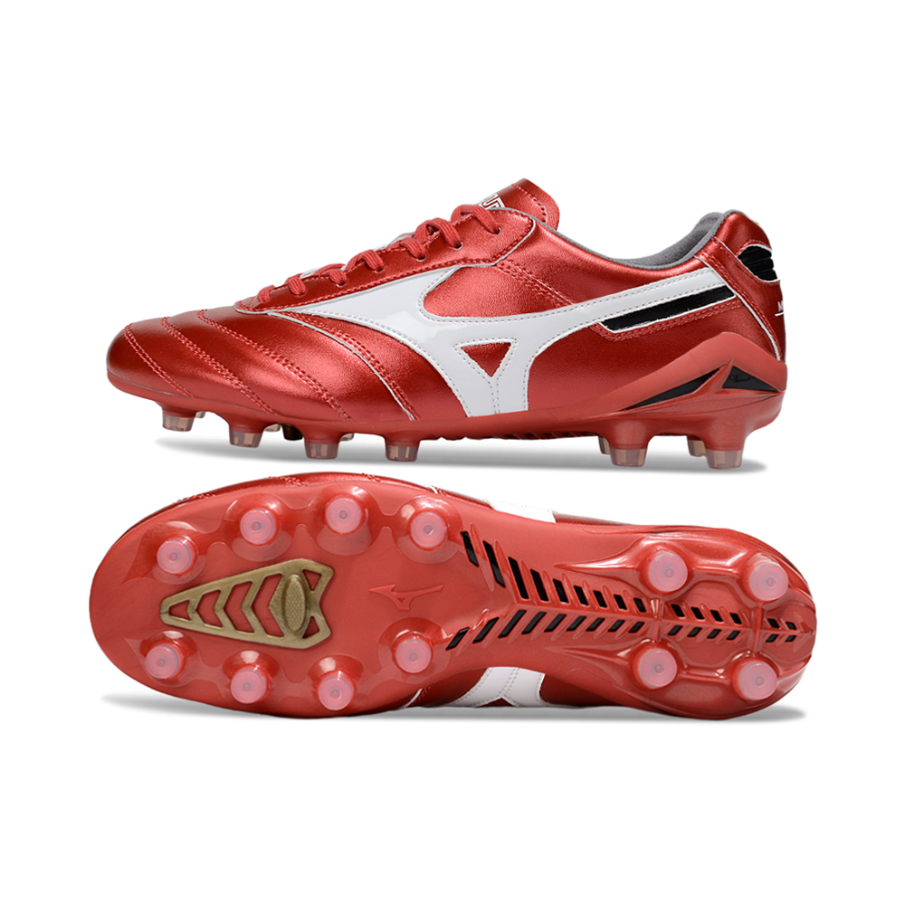 Chuteira Campo Mizuno Morelia DNA FG Vermelha e Branca "Ruby Red"