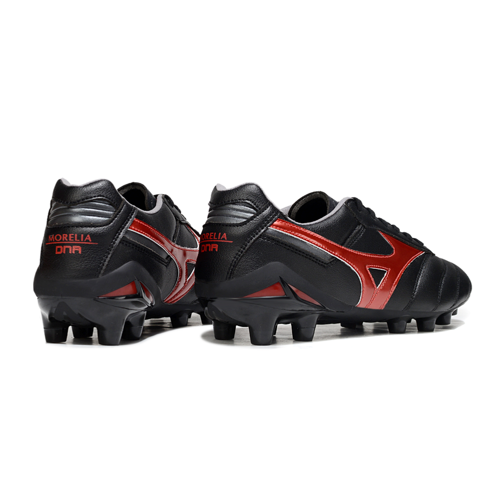 Chuteira Campo Mizuno Morelia DNA FG Preta e Vermelho "Shadow Gem"