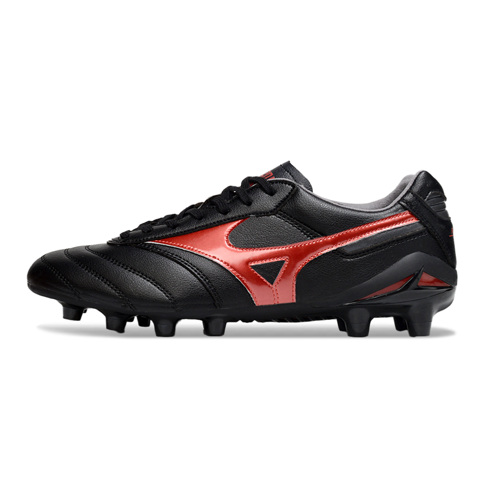 Chuteira Campo Mizuno Morelia DNA FG Preta e Vermelho "Shadow Gem"