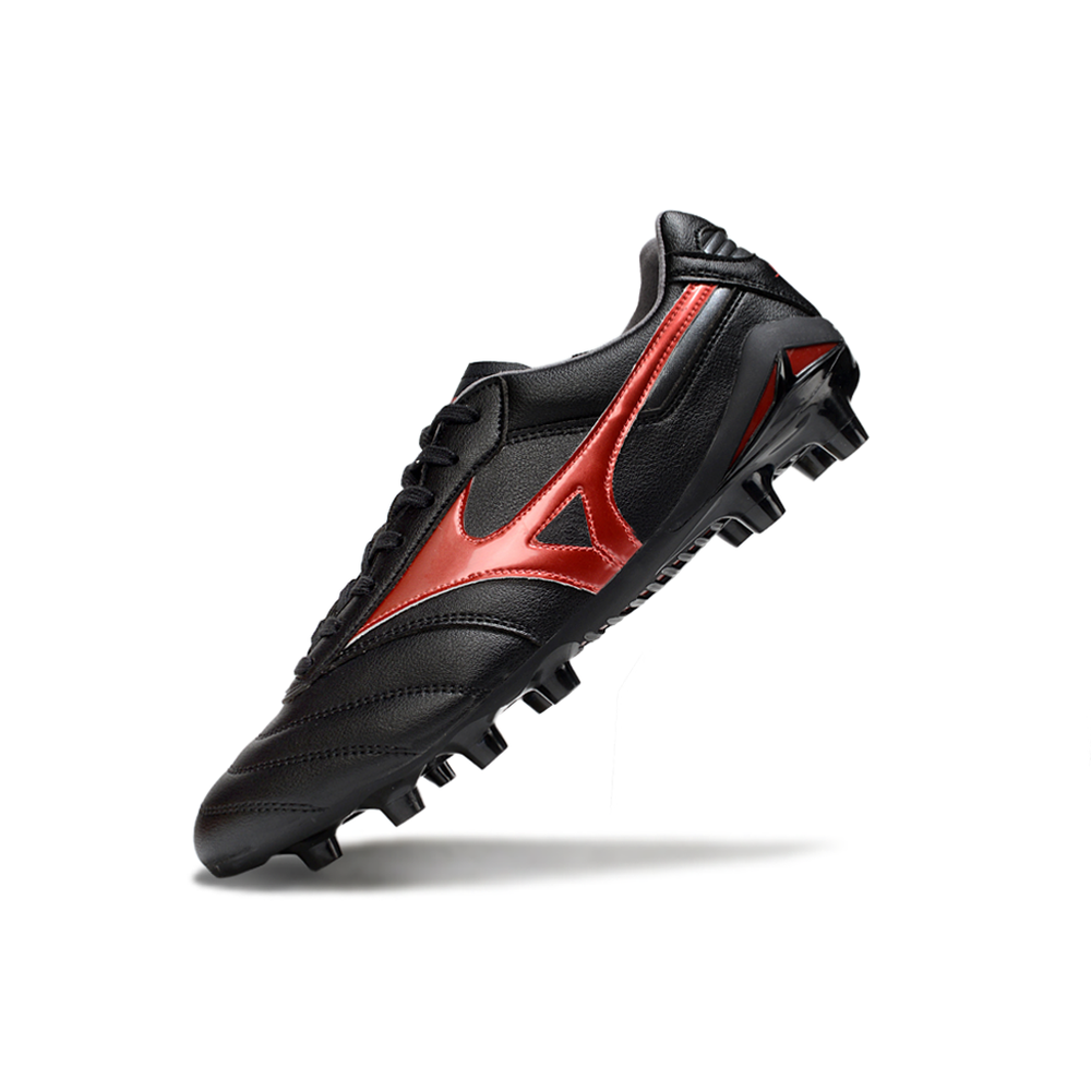 Chuteira Campo Mizuno Morelia DNA FG Preta e Vermelho "Shadow Gem"