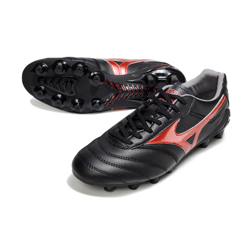 Chuteira Campo Mizuno Morelia DNA FG Preta e Vermelho "Shadow Gem"