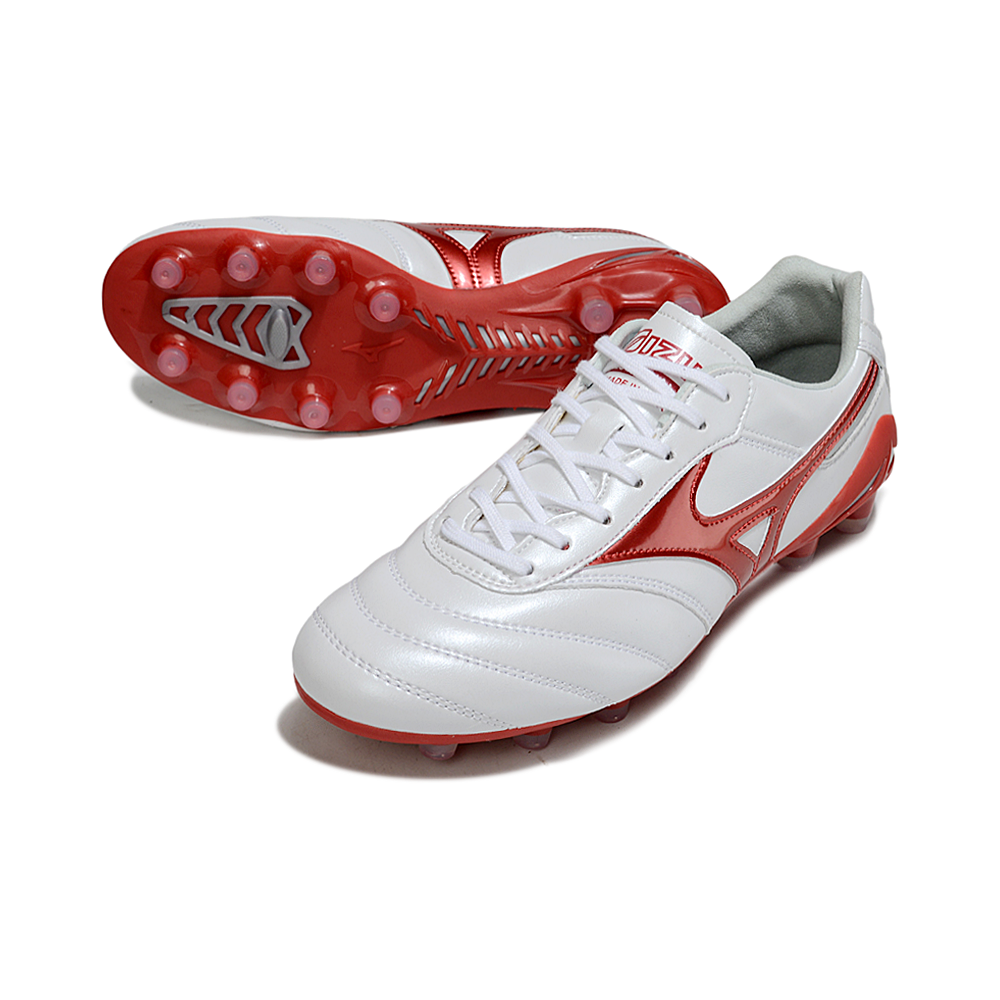 Chuteira Campo Mizuno Morelia DNA FG Branca e Vermelho