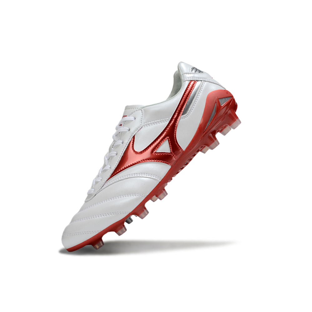 Chuteira Campo Mizuno Morelia DNA FG Branca e Vermelho