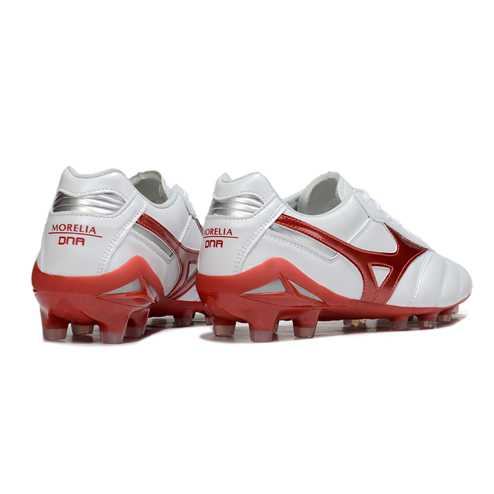 Chuteira Campo Mizuno Morelia DNA FG Branca e Vermelho