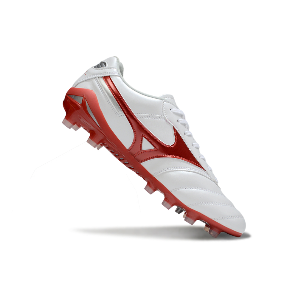 Chuteira Campo Mizuno Morelia DNA FG Branca e Vermelho