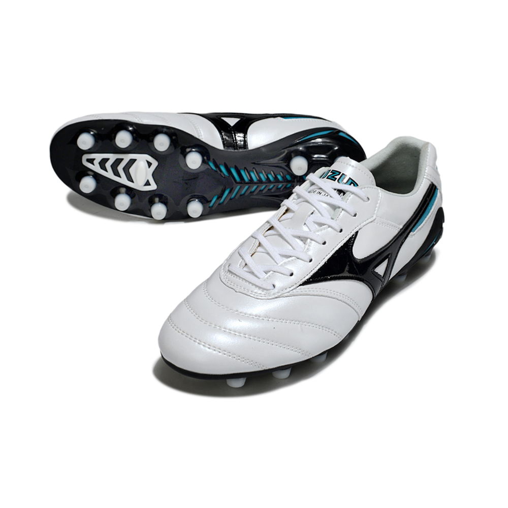 Chuteira Campo Mizuno Morelia DNA FG Branca, Preto e Azul