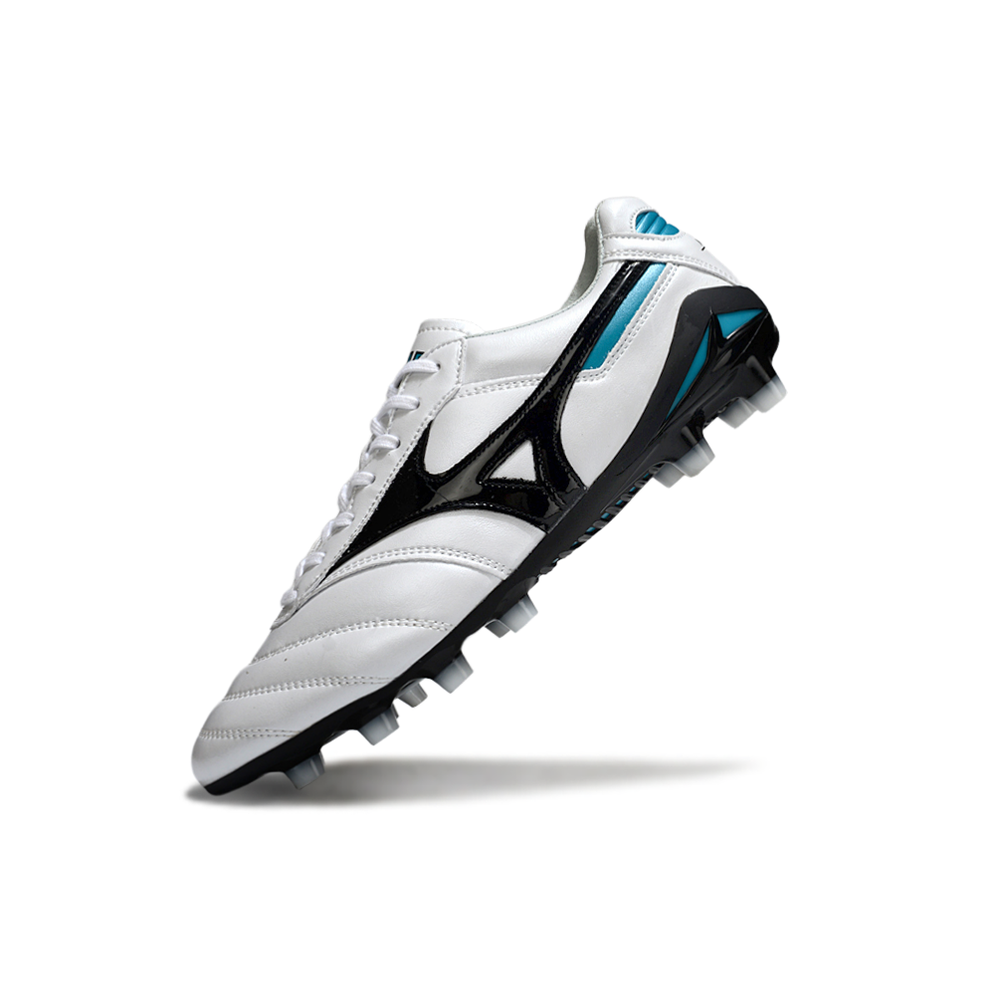 Chuteira Campo Mizuno Morelia DNA FG Branca, Preto e Azul