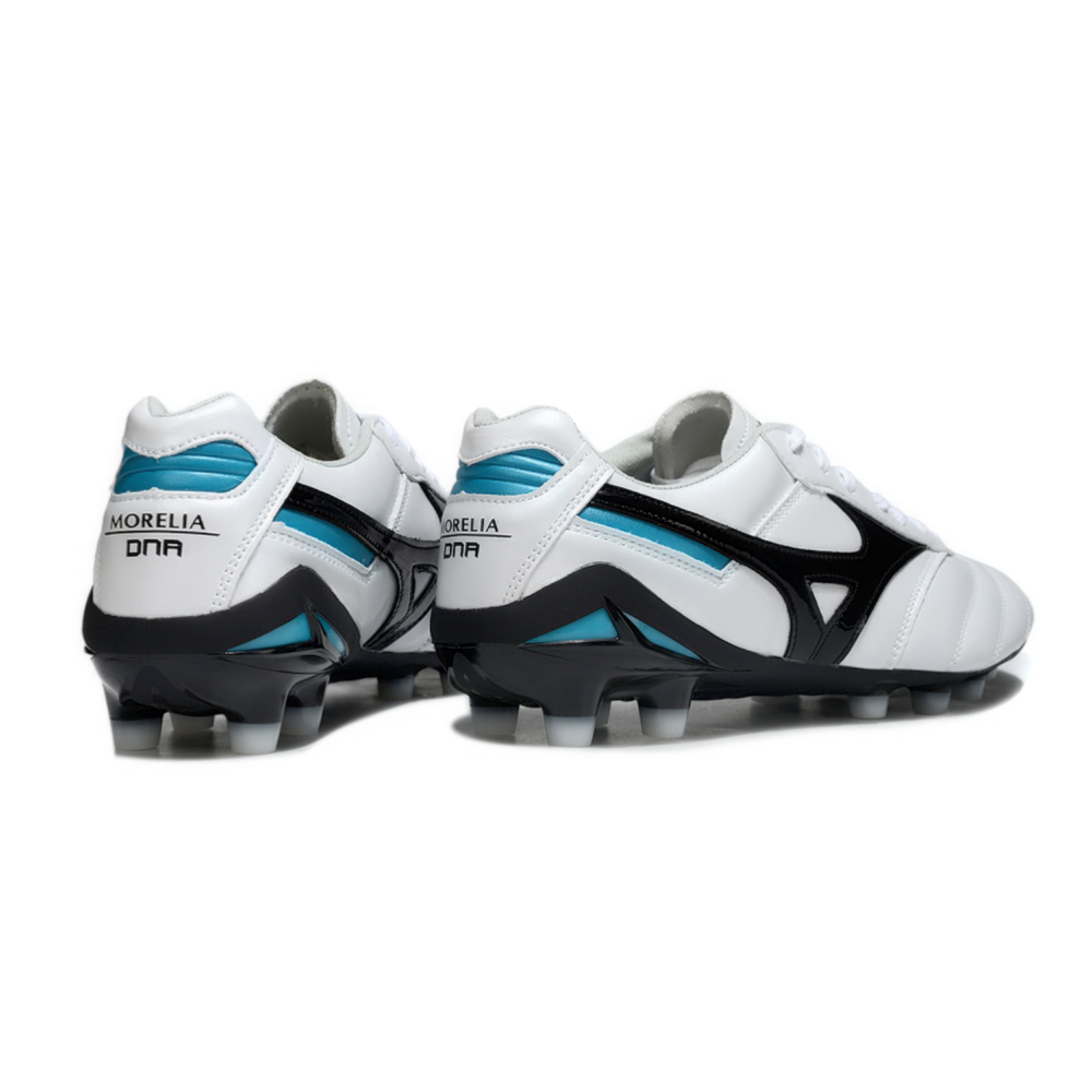 Chuteira Campo Mizuno Morelia DNA FG Branca, Preto e Azul