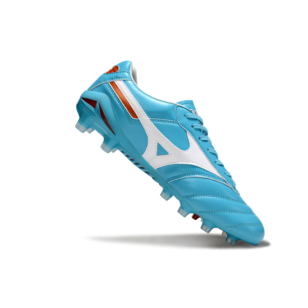 Chuteira Campo Mizuno Morelia DNA FG Azul e Branco "Azure Blue"