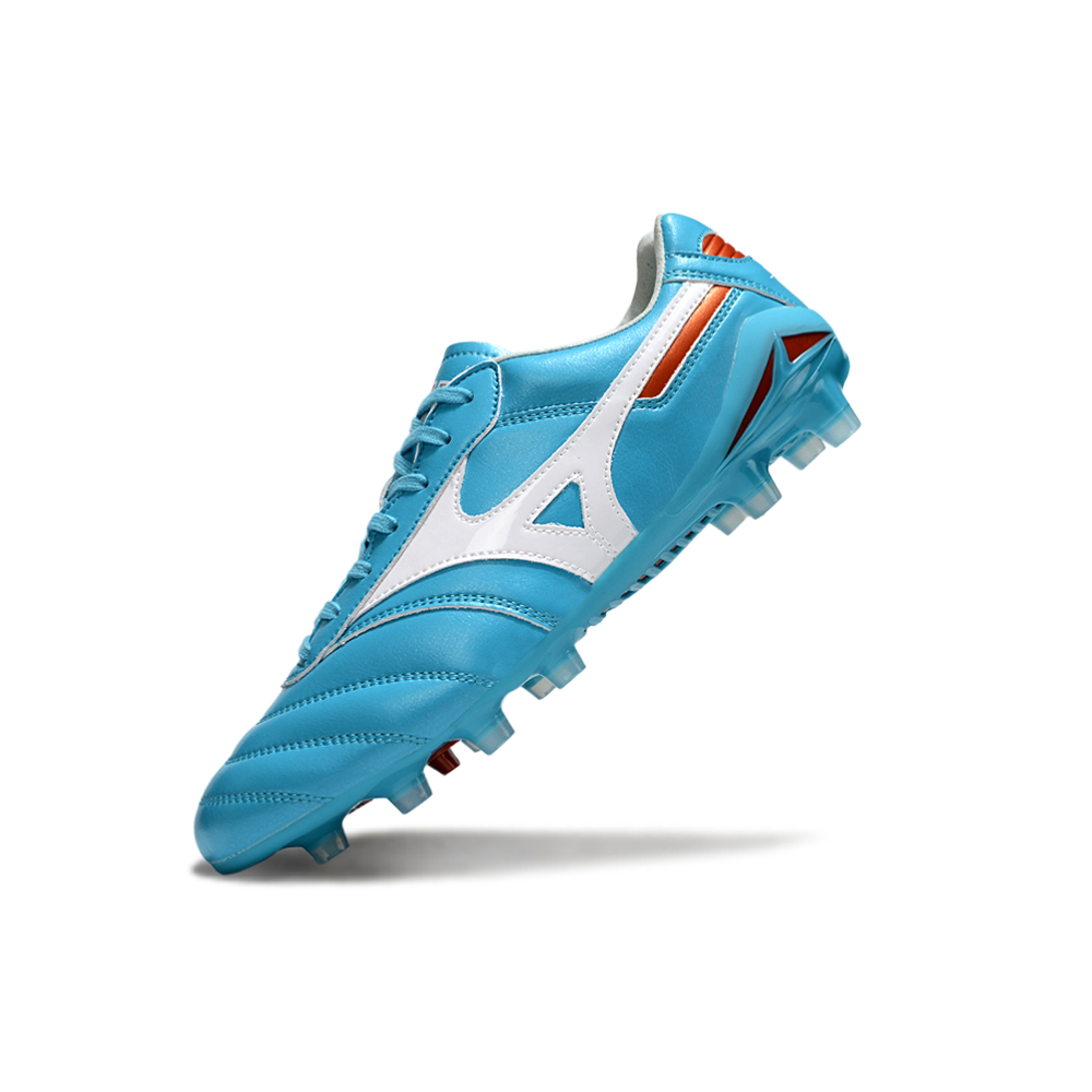 Chuteira Campo Mizuno Morelia DNA FG Azul e Branco "Azure Blue"
