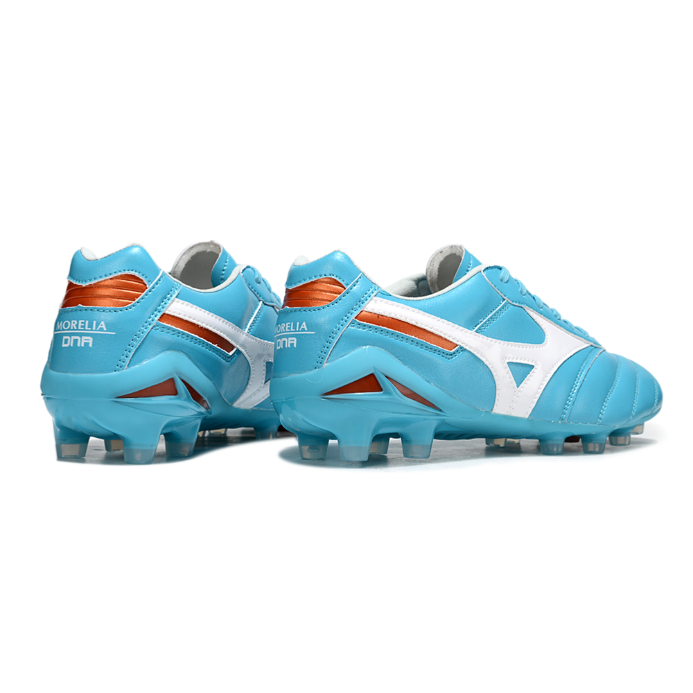 Chuteira Campo Mizuno Morelia DNA FG Azul e Branco "Azure Blue"