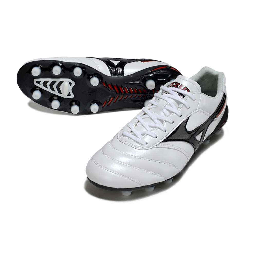 Chuteira Campo Mizuno Morelia DNA FG Branca, Preta e Vermelha "Beta"