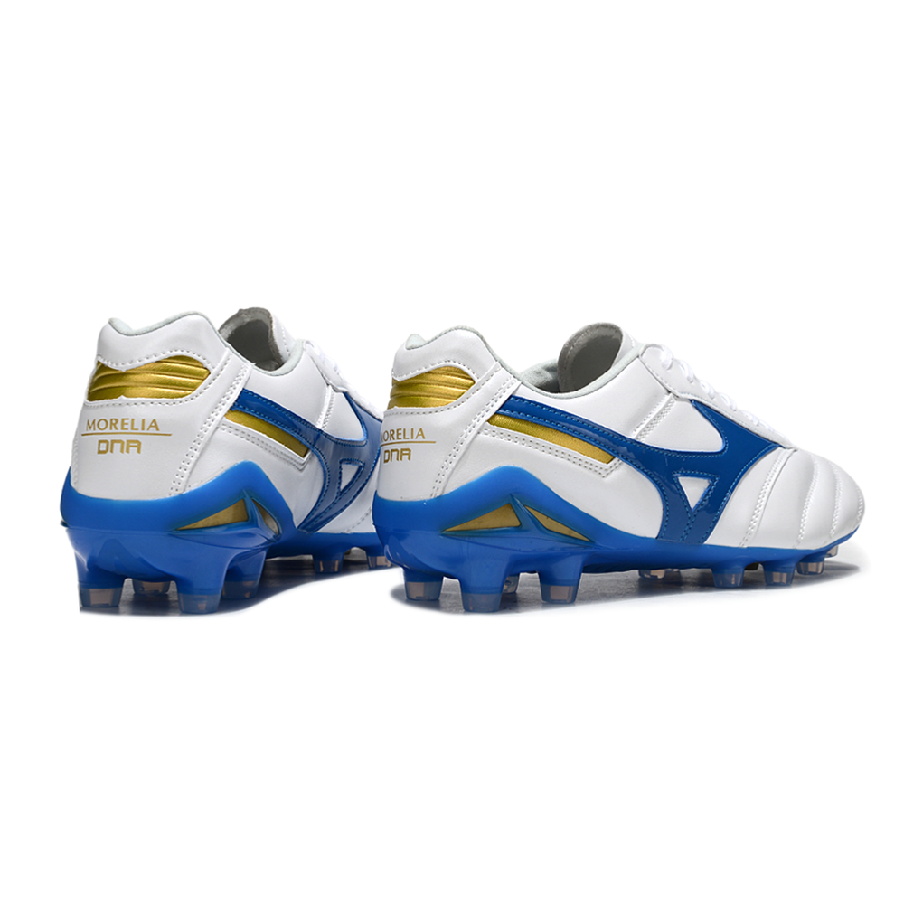 Chuteira Campo Mizuno Morelia DNA FG Branca e Azul "Mugen Pack"