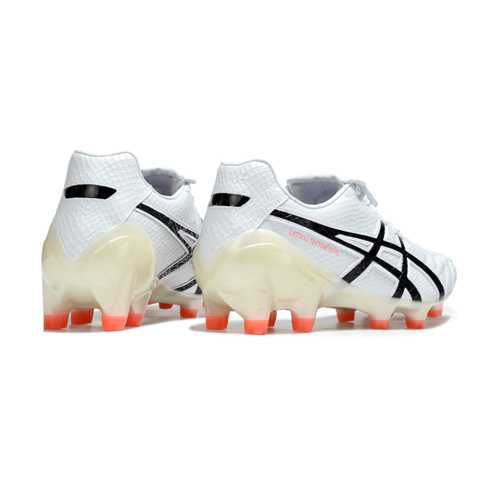 Chuteira Campo Asics Lethal Testimonial 4 FG Branca, Preta e Bege